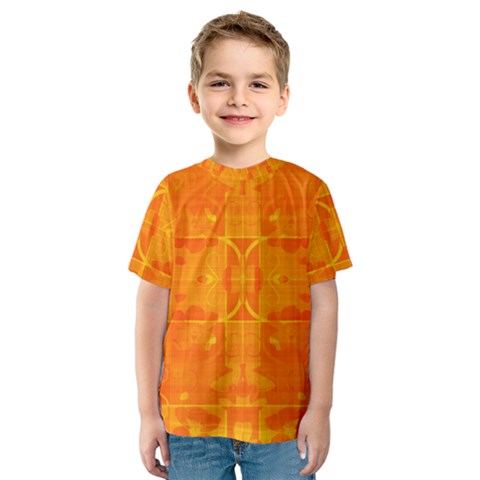 Orange Peel Abstract Batik Pattern Kids  Sport Mesh Tee by SpinnyChairDesigns