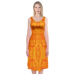 Orange Peel Abstract Batik Pattern Midi Sleeveless Dress by SpinnyChairDesigns