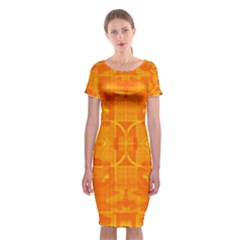 Orange Peel Abstract Batik Pattern Classic Short Sleeve Midi Dress by SpinnyChairDesigns