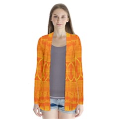 Orange Peel Abstract Batik Pattern Drape Collar Cardigan by SpinnyChairDesigns