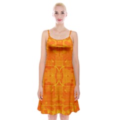 Orange Peel Abstract Batik Pattern Spaghetti Strap Velvet Dress by SpinnyChairDesigns