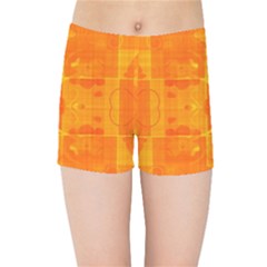 Orange Peel Abstract Batik Pattern Kids  Sports Shorts by SpinnyChairDesigns