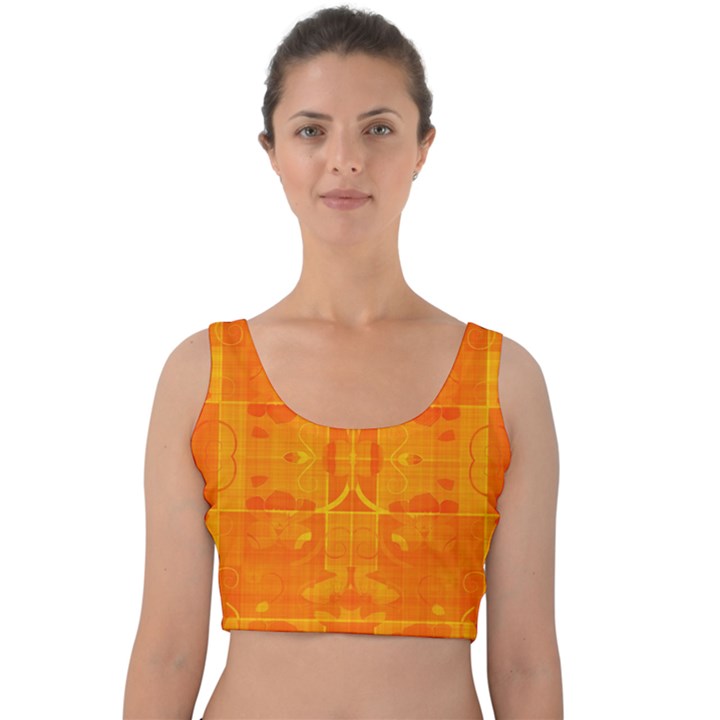 Orange Peel Abstract Batik Pattern Velvet Crop Top