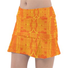 Orange Peel Abstract Batik Pattern Tennis Skorts by SpinnyChairDesigns