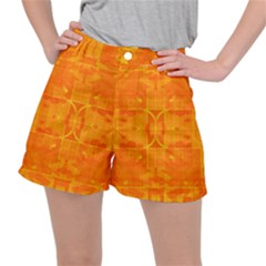 Orange Peel Abstract Batik Pattern Ripstop Shorts by SpinnyChairDesigns