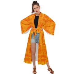 Orange Peel Abstract Batik Pattern Maxi Kimono by SpinnyChairDesigns