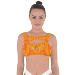 Orange Peel Abstract Batik Pattern Bandaged Up Bikini Top by SpinnyChairDesigns