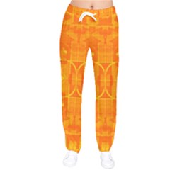 Orange Peel Abstract Batik Pattern Women Velvet Drawstring Pants by SpinnyChairDesigns