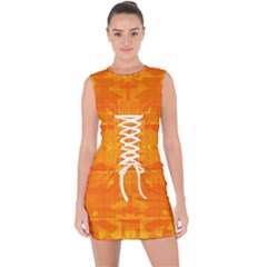 Orange Peel Abstract Batik Pattern Lace Up Front Bodycon Dress by SpinnyChairDesigns