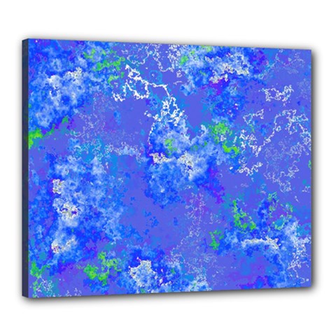 Bright Blue Paint Splatters Canvas 24  X 20  (stretched) by SpinnyChairDesigns