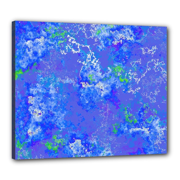 Bright Blue Paint Splatters Canvas 24  x 20  (Stretched)