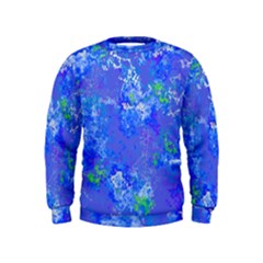 Bright Blue Paint Splatters Kids  Sweatshirt by SpinnyChairDesigns