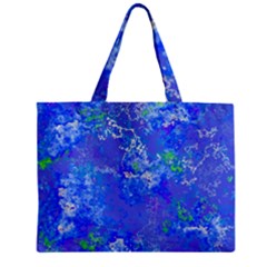 Bright Blue Paint Splatters Zipper Mini Tote Bag by SpinnyChairDesigns