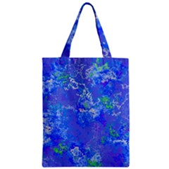 Bright Blue Paint Splatters Zipper Classic Tote Bag by SpinnyChairDesigns