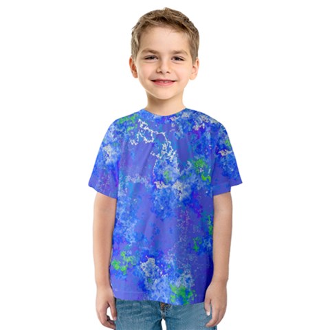 Bright Blue Paint Splatters Kids  Sport Mesh Tee by SpinnyChairDesigns