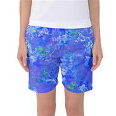 Bright Blue Paint Splatters Women s Basketball Shorts by SpinnyChairDesigns