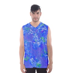 Bright Blue Paint Splatters Men s Basketball Tank Top by SpinnyChairDesigns