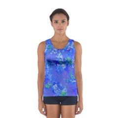 Bright Blue Paint Splatters Sport Tank Top  by SpinnyChairDesigns