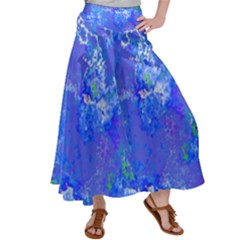 Bright Blue Paint Splatters Satin Palazzo Pants by SpinnyChairDesigns