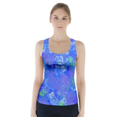 Bright Blue Paint Splatters Racer Back Sports Top by SpinnyChairDesigns