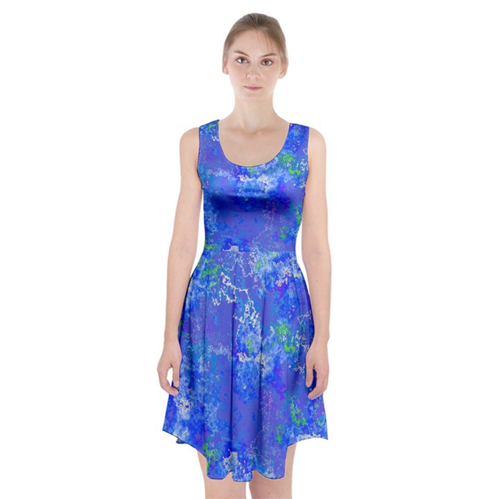 Bright Blue Paint Splatters Racerback Midi Dress