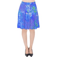 Bright Blue Paint Splatters Velvet High Waist Skirt by SpinnyChairDesigns