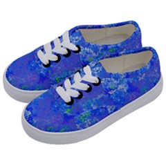 Bright Blue Paint Splatters Kids  Classic Low Top Sneakers by SpinnyChairDesigns