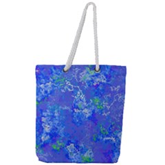 Bright Blue Paint Splatters Full Print Rope Handle Tote (large) by SpinnyChairDesigns