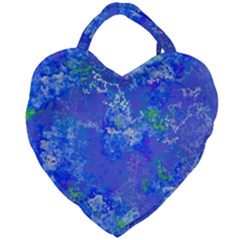 Bright Blue Paint Splatters Giant Heart Shaped Tote by SpinnyChairDesigns