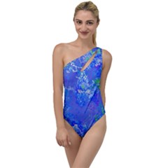 Bright Blue Paint Splatters To One Side Swimsuit by SpinnyChairDesigns