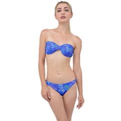 Bright Blue Paint Splatters Classic Bandeau Bikini Set by SpinnyChairDesigns