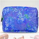 Bright Blue Paint Splatters Make Up Pouch (Medium) View1