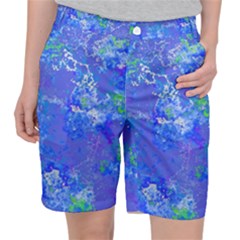 Bright Blue Paint Splatters Pocket Shorts by SpinnyChairDesigns