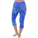 Bright Blue Paint Splatters Lightweight Velour Capri Yoga Leggings View4