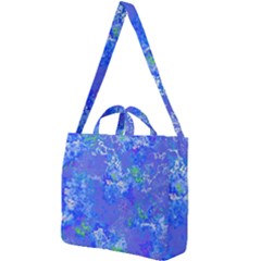 Bright Blue Paint Splatters Square Shoulder Tote Bag by SpinnyChairDesigns