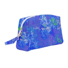 Bright Blue Paint Splatters Wristlet Pouch Bag (medium) by SpinnyChairDesigns