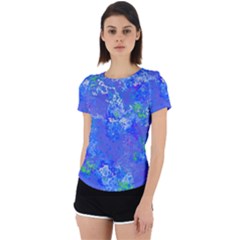 Bright Blue Paint Splatters Back Cut Out Sport Tee by SpinnyChairDesigns