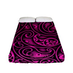 Hot Pink And Black Paisley Swirls Fitted Sheet (full/ Double Size) by SpinnyChairDesigns