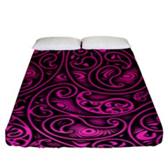 Hot Pink And Black Paisley Swirls Fitted Sheet (king Size) by SpinnyChairDesigns