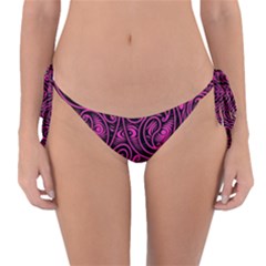 Hot Pink And Black Paisley Swirls Reversible Bikini Bottom by SpinnyChairDesigns