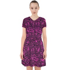 Hot Pink And Black Paisley Swirls Adorable In Chiffon Dress by SpinnyChairDesigns