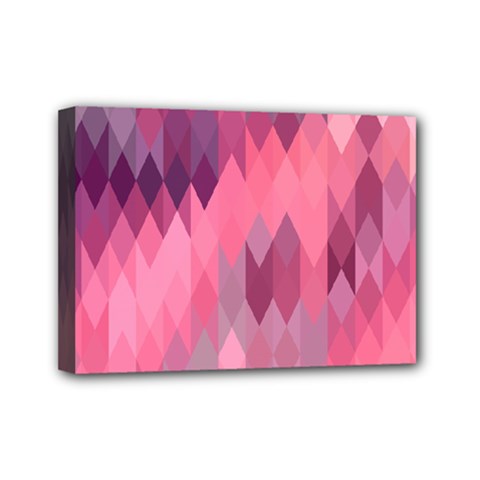 Pink Purple Diamond Pattern Mini Canvas 7  X 5  (stretched) by SpinnyChairDesigns