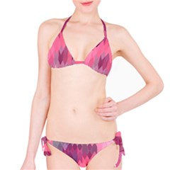 Pink Purple Diamond Pattern Classic Bikini Set by SpinnyChairDesigns