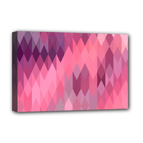 Pink Purple Diamond Pattern Deluxe Canvas 18  X 12  (stretched) by SpinnyChairDesigns