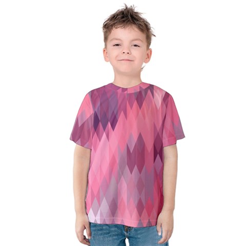 Pink Purple Diamond Pattern Kids  Cotton Tee by SpinnyChairDesigns