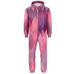 Pink Purple Diamond Pattern Hooded Jumpsuit (men)  by SpinnyChairDesigns