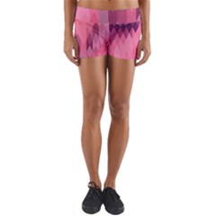 Pink Purple Diamond Pattern Yoga Shorts by SpinnyChairDesigns