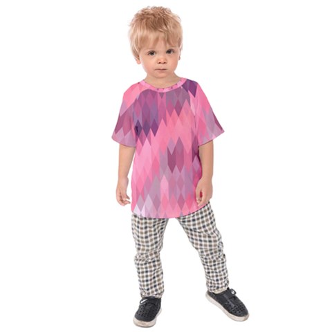 Pink Purple Diamond Pattern Kids  Raglan Tee by SpinnyChairDesigns