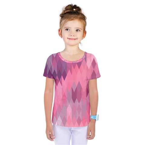 Pink Purple Diamond Pattern Kids  One Piece Tee by SpinnyChairDesigns