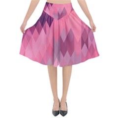 Pink Purple Diamond Pattern Flared Midi Skirt by SpinnyChairDesigns